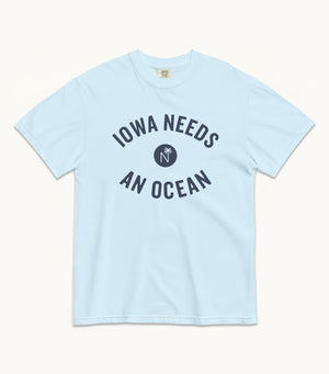 Iowa NEEDS AN OCEAN Tees (Chambray, Ivory, Watermelon)