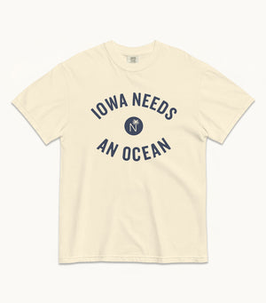 Iowa NEEDS AN OCEAN Tees (Chambray, Ivory, Watermelon)