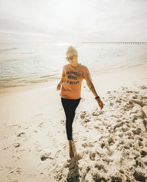 Nashville NEEDS AN OCEAN Tees (Ivory, Watermelon, Chambray)