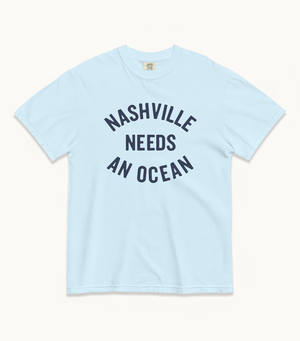 Nashville NEEDS AN OCEAN Tees (Ivory, Watermelon, Chambray)
